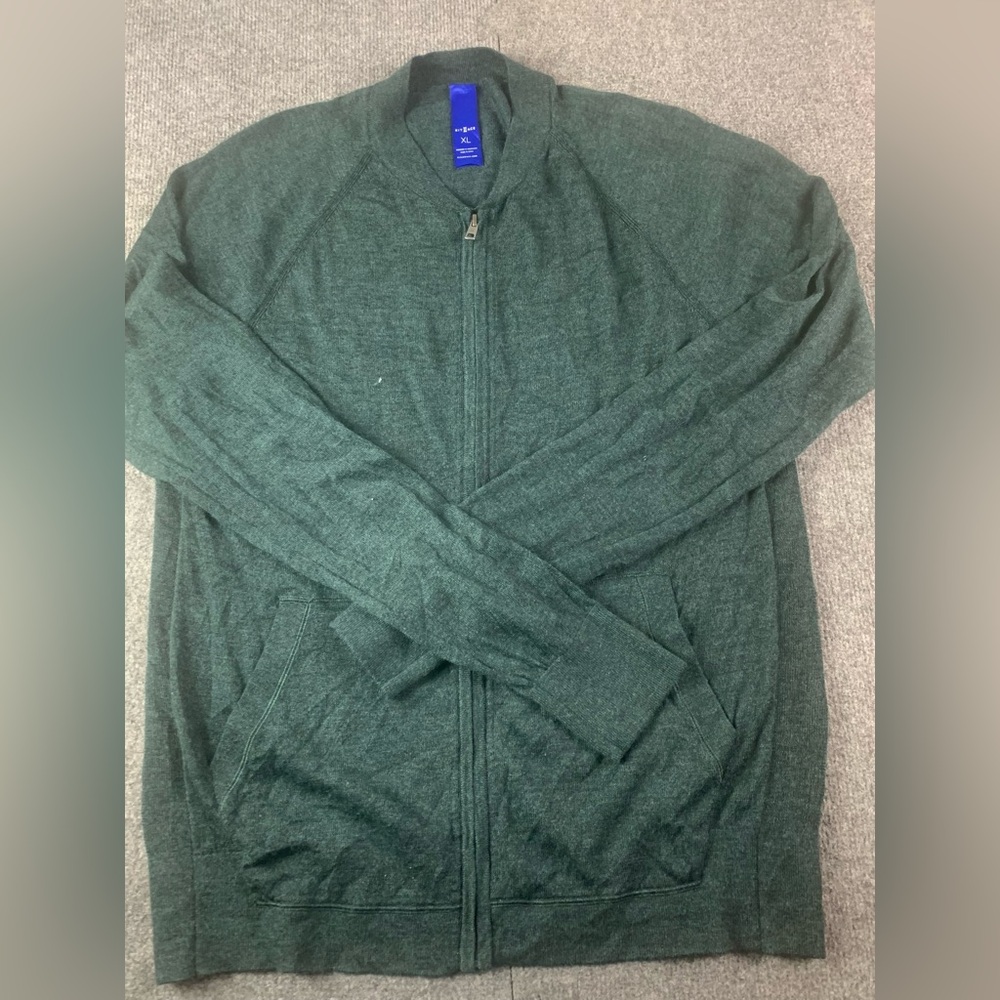 Kit And Ace Mens Merino Wool Full Zip Cárdigan Sweater size XL Green NWOT